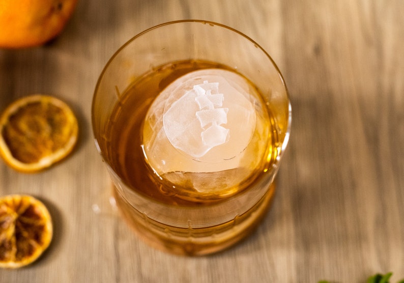 Monogram/Text/Logo Ice Sphere Mold, Personalized Silicone Whiskey Ball Maker, Custom Monogram, Text or Logo, Gift for Him, Housewarming image 3