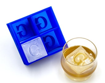 Letter G Inverted Monogram Ice Cube Tray, Soft Silicone Mold, Whiskey Gift for Home Bar, Mixology Idea, Craft Cocktail Upgrade