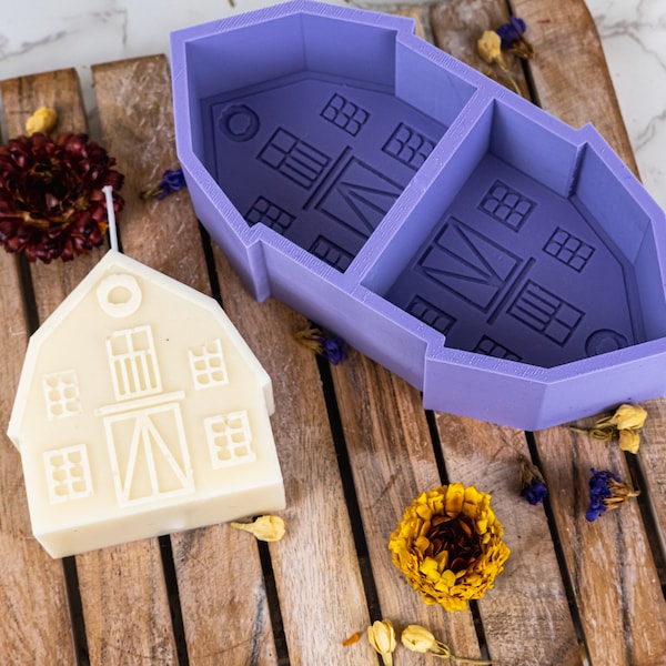 Barn Silicone Mold for Candles, Soap, Freshies, Concrete, and More | Flexible, food grade, dishwasher and oven safe, silicone craft mold