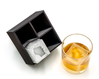 Wisconsin Inverted 2&quot; Ice Cube Tray, Soft Silicone Mold, Whiskey Gift for Home Bar, Mixology Idea, Craft Cocktail Upgrade, Cheesehead Gift
