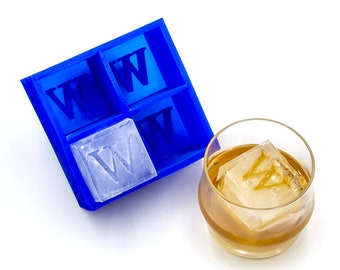Letter W Inverted Monogram Ice Cube Tray, Soft Silicone Mold, Whiskey Gift for Home Bar, Mixology Idea, Craft Cocktail Upgrade