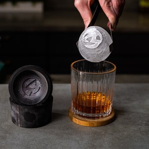 Ice Sphere Mold, Personalized Silicone Whiskey Ball Maker, Custom Design, Housewarming, Monogrammed Ice, Braded Merch, Gift for Dad