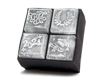 Grads Ice Cube Tray | whiskey rocks embossed with designs celebrating your 2024 grad | college graduate gift, diploma celebration