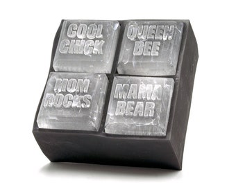 Mom Rocks Ice Cube Tray | whiskey rocks embossed with words of affirmation for the mom in your life | Mother's Day gift, holiday gift