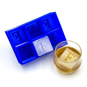 Bandeja para cubitos de hielo con monograma invertido de la letra F, molde de silicona suave, regalo de whisky para bar en casa, idea de mixología, mejora de cócteles artesanales