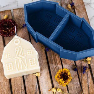 Barn Silicone Mold for Candles, Soap, Freshies, Concrete, and More | Flexible, food grade, dishwasher and oven safe, silicone craft mold