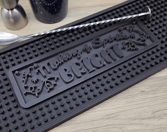 Making Spirits Bright Silicone Bar Mat | Christmas Home Bar Decor