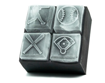 Baseball Ice Cube Tray | whiskey rocks embossed with baseball designs | gift for him, baseball fan present, game day cocktail