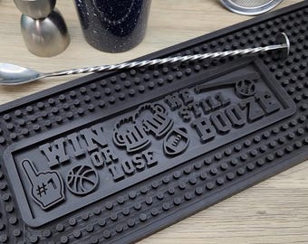 Win or Lose We Still Booze Silicone Bar Mat, Unique Home Bar Decor