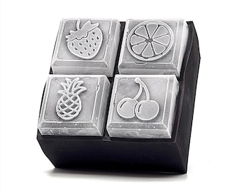 Fruity Silicone Ice Cube Tray | whiskey rocks embossed with cherry, pineapple, citrus, strawberry