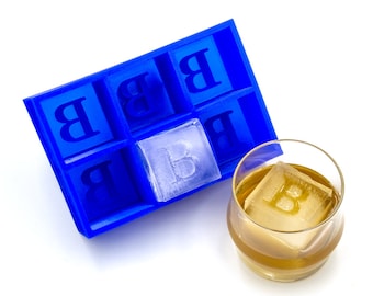 Letter B Inverted Monogram Ice Cube Tray, Soft Silicone Mold, Whiskey Gift for Home Bar, Mixology Idea, Craft Cocktail Upgrade