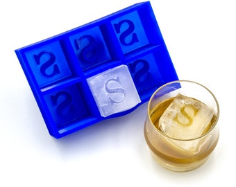 Letter S Inverted Monogram Ice Cube Tray, Soft Silicone Mold, Whiskey Gift for Home Bar, Mixology Idea, Craft Cocktail Upgrade