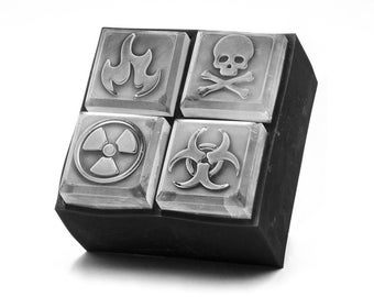 Hazard Silicone Ice Cube Tray | Fire, Skull, Biohazard, Radioactive Symbols