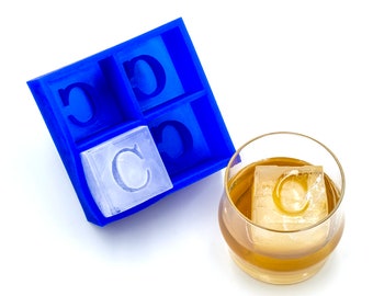 Letter C Inverted Monogram Ice Cube Tray, Soft Silicone Mold, Whiskey Gift for Home Bar, Mixology Idea, Craft Cocktail Upgrade