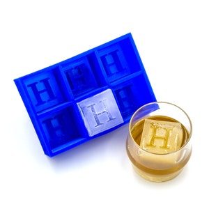 Bandeja para cubitos de hielo con monograma invertido de la letra H, molde de silicona suave, regalo de whisky para bar en casa, idea de mixología, mejora de cócteles artesanales
