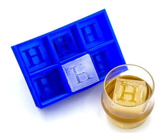 Letter H Inverted Monogram Ice Cube Tray, Soft Silicone Mold, Whiskey Gift for Home Bar, Mixology Idea, Craft Cocktail Upgrade