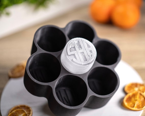 Custom MONOGRAM Cocktail Ice CYLINDER Tray, Personalized Silicone