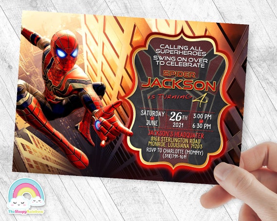 Spiderman Iron Spider Invitation Anniversaire Invitation Etsy France