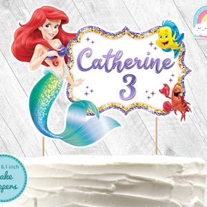 Little Mermaid Birthday Party Cake Toppers Little Mermaid Ariel Printable Birthday Cake Toppers