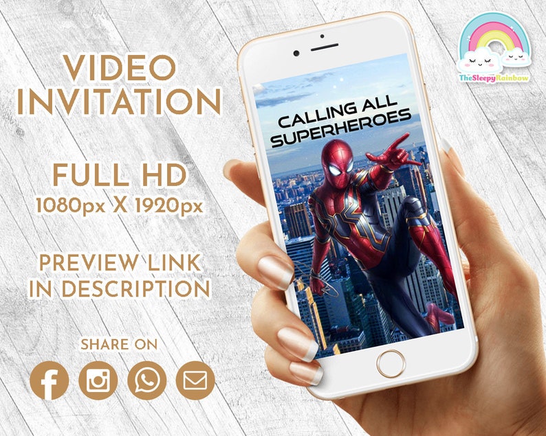 Spiderman Birthday Video Invitation Iron Spider Birthday Party mp4 Video Spider man Invite