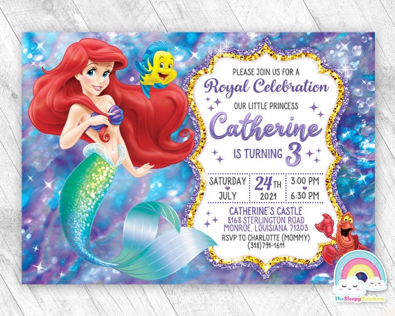 Petite Sirène Invitation Anniversaire Invite Fête Sirène Princesse Ariel  Invite Des Invitations D'anniversaire -  Canada