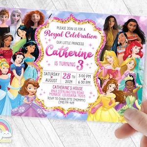 Princess Invitation Birthday Invite Party All Princess Invites Birthday Invitations