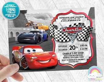 Cars Birthday Party Invitation Cars Lightning McQueen Birthday Party Race Car Birthday Party Invite