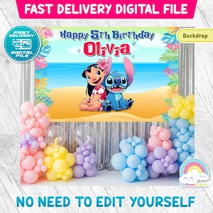 Lilo and Stitch Birthday Party Backdrop Decoration Wallpaper Background Banner Printable Stitch Back Drop