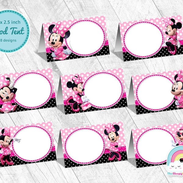 Minnie Mouse Food Tent Birthday Party Printable Minnie Pink Bowtique Food Label 8 Designs Food Tent