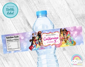 Princess Birthday Party Bottle Label All Princess Water Bottle Wrapper Label Printable