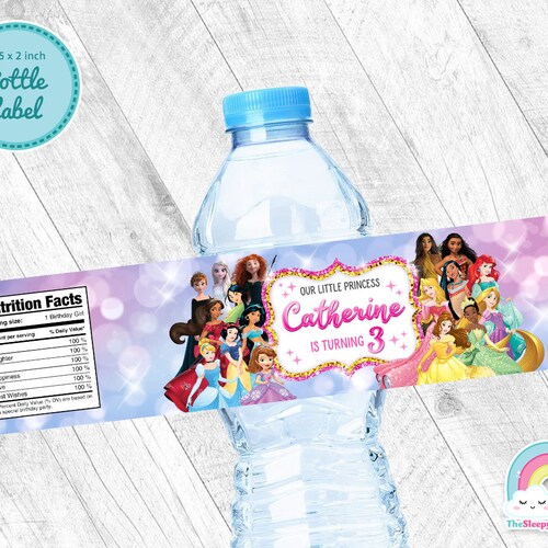 Disney Princess Water Bottle Labels Princess Party Label - Etsy
