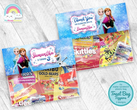 Frozen party bag labels