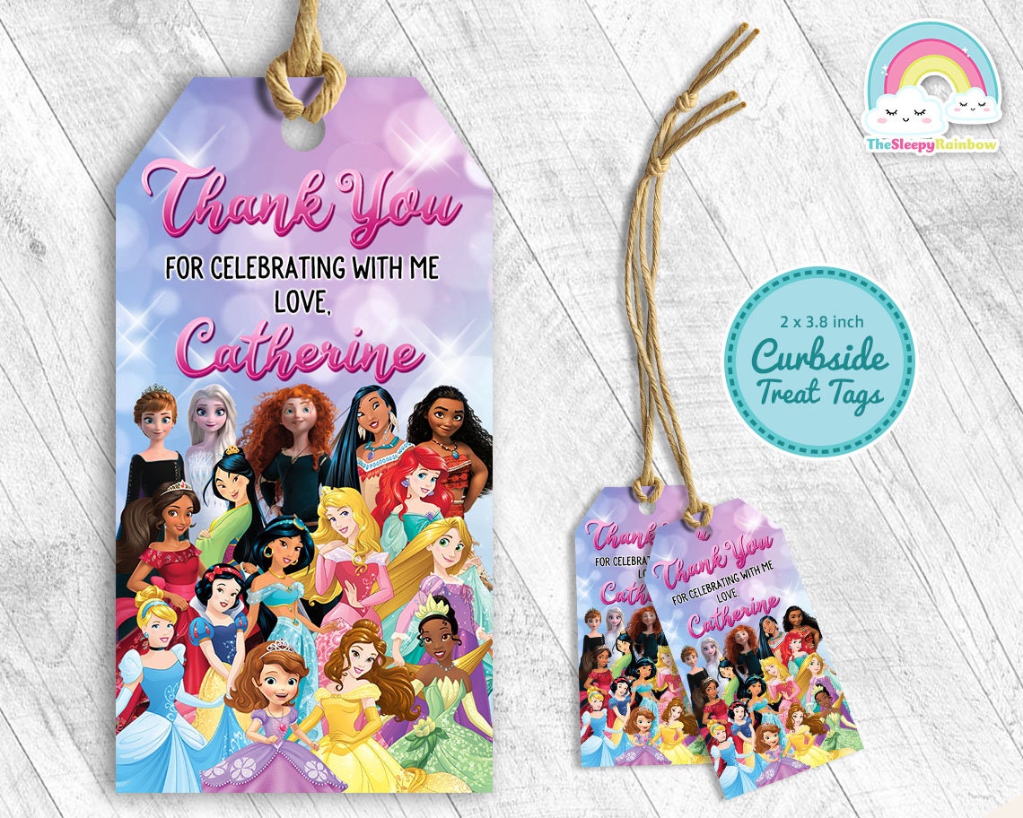 Thank You Gift Tags Panda Princess Birthday Party Favor Tags Great for Treat Bags Digital Tags TT5335