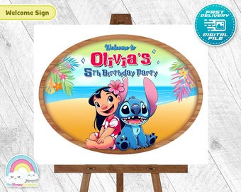 Lilo and Stitch Welcome Birthday Sign Stitch Door Sign Poster Birthday Party Printable Decoration