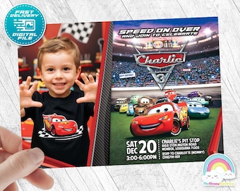 Cars Birthday Party Invitation Cars Lightning McQueen Mater Birthday Party Race Car Birthday Party Invite with your child's picture