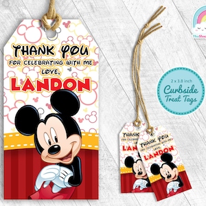 Mickey Mouse Birthday Party Favor Tags Mickey Gift Treats Tags Thank you Label