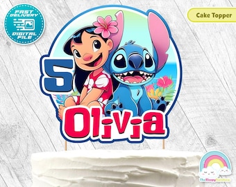 Decorazioni per torte di compleanno di Lilo e Stitch, decorazioni per torte di compleanno stampabili di Stitch, decorazioni per torte stampabili