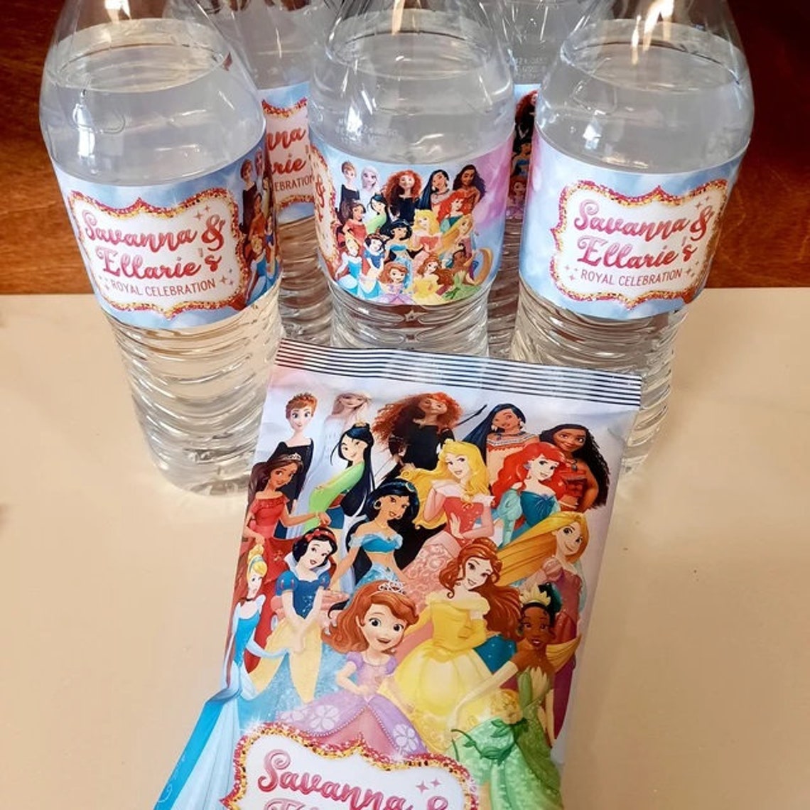 Princess Birthday Party Bottle Label All Princess Water Bottle - Etsy