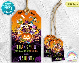 Mickey Mouse Halloween Party Favor Tags Mickey Gift Tag Treats Tags Thank you Label Party Printable Decoration