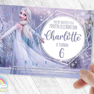 Elsa White Dress Frozen 2 Invitation Birthday Invite Party ELSA FROZEN 2 Birthday Invites