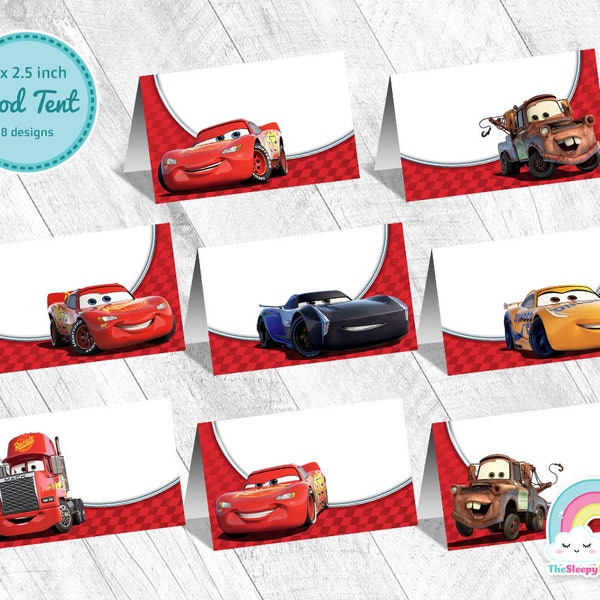 Cars Food Tent Birthday Party Printable Race Cars Food Label 4 Designs Food Tent