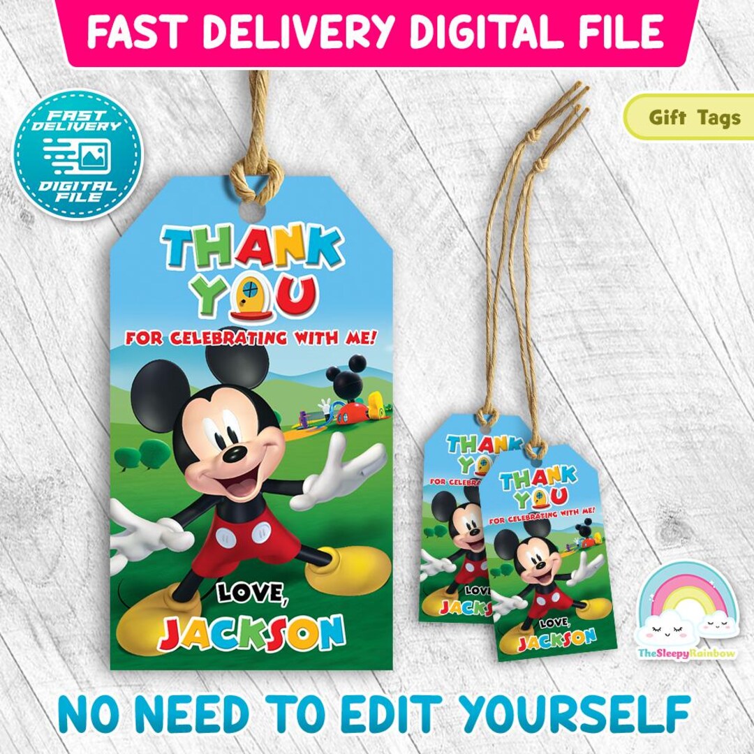 Mickey Clubhouse Birthday Party Favor Tags Playhouse Gift Treats Tag ...