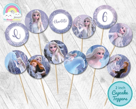 elsa white dress elegant cupcake toppers 2 inch round birthday etsy