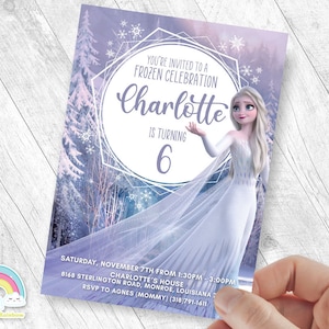 Elsa White Dress Elegant Invitation Birthday Invite Party Classic ELSA FROZEN Invites