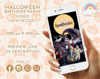 Der Alptraum vor Weihnachten Einladung zur Geburtstagsfeier Video Halloween Birthday Party mp4 Video einladen