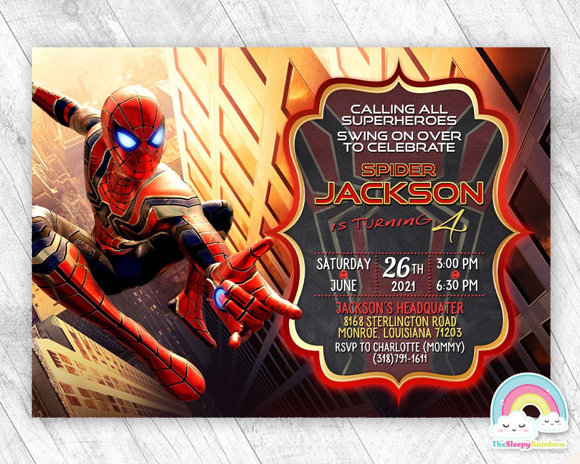 Spiderman Iron Spider Invitation Birthday Invite Spidey Etsy