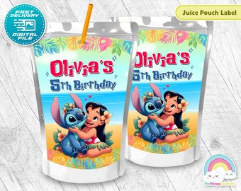 Lilo and Stitch Birthday Party Juice Pouch Label Stitch Birthday Juice Label Printable Decoration