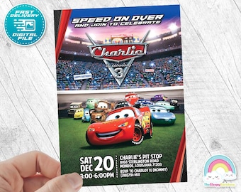 Cars Birthday Party Invitation Cars Lightning McQueen Birthday Party Invitation Boy Race Car Birthday Party Invite