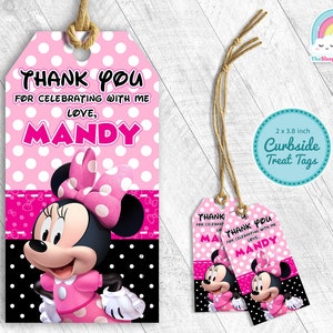 Etiquetas para lembrancinhas de festa de aniversário da Minnie Mouse Etiquetas para presentes da Minnie Etiqueta de agradecimento
