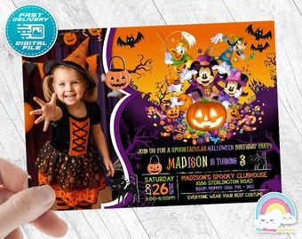 Mickey Mouse Halloween Birthday Party Invitation Mickey Happy Halloween Birthday Invite with your child's picture